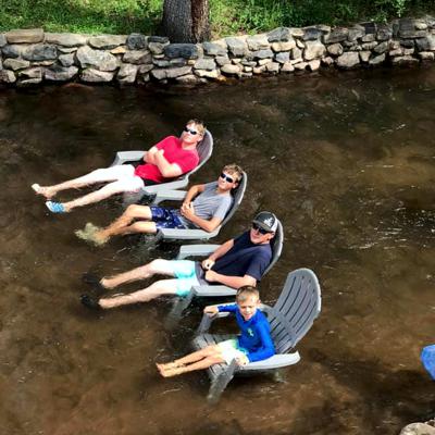 Cooling off in River at Cucharas River Bed and Breakfast
